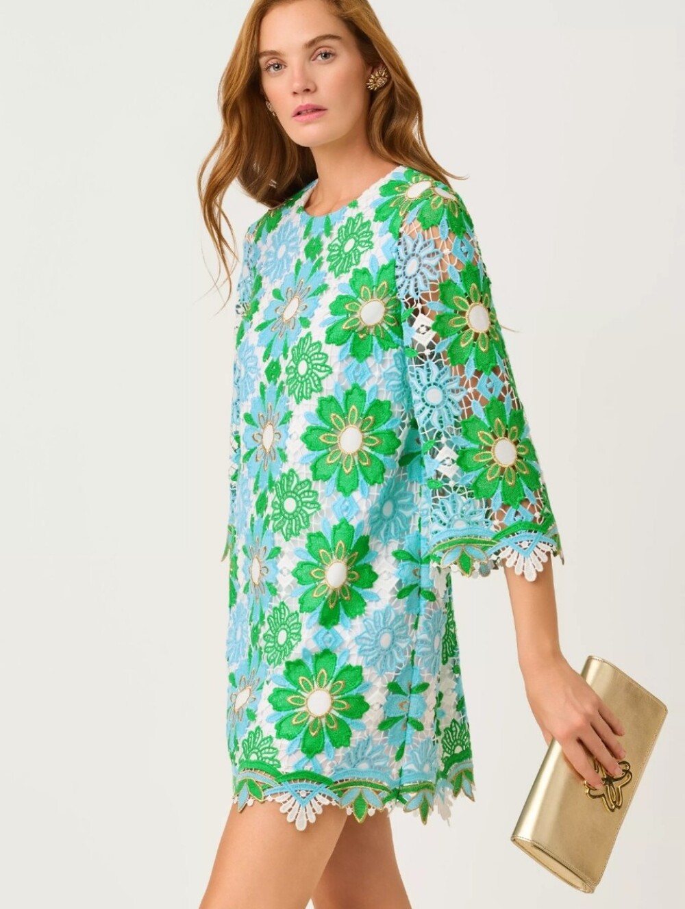 NWT Lilly Pulitzer Jouri 3/4 Sleeve Lace Dress Putting Green Sunshine Tile Lace - Picture 3 of 14